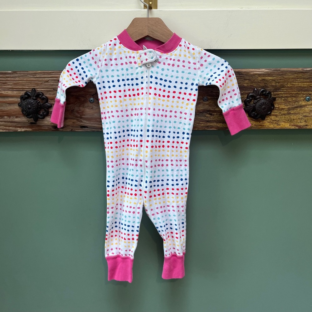 Hanna Andersson Baby 6-9 Months Organic Cotton Rainbow Polka Dot Zip Sleeper